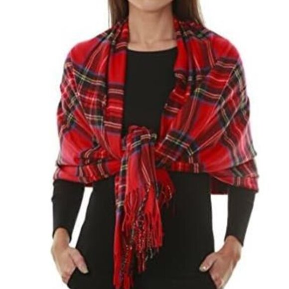 Oversized Tartan Blanket Scarf for Women – Cashmere-Feel Winter Shawl - Picture 7 of 10